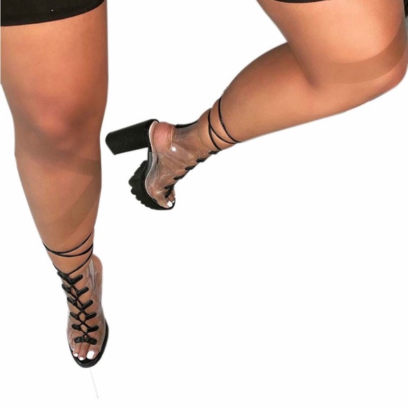 Platform Clear and Black Heels size10 - Picture 4 of 9